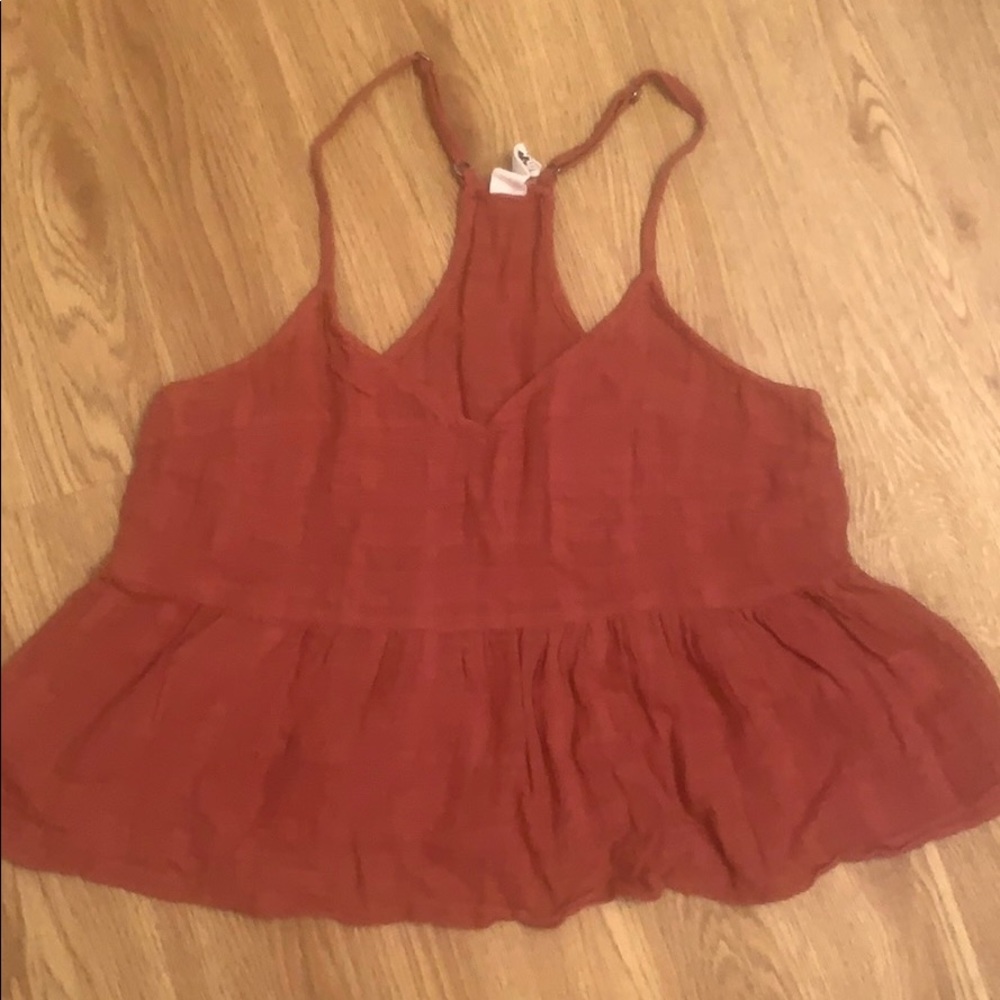XS light red cropped cute flowy tank top
